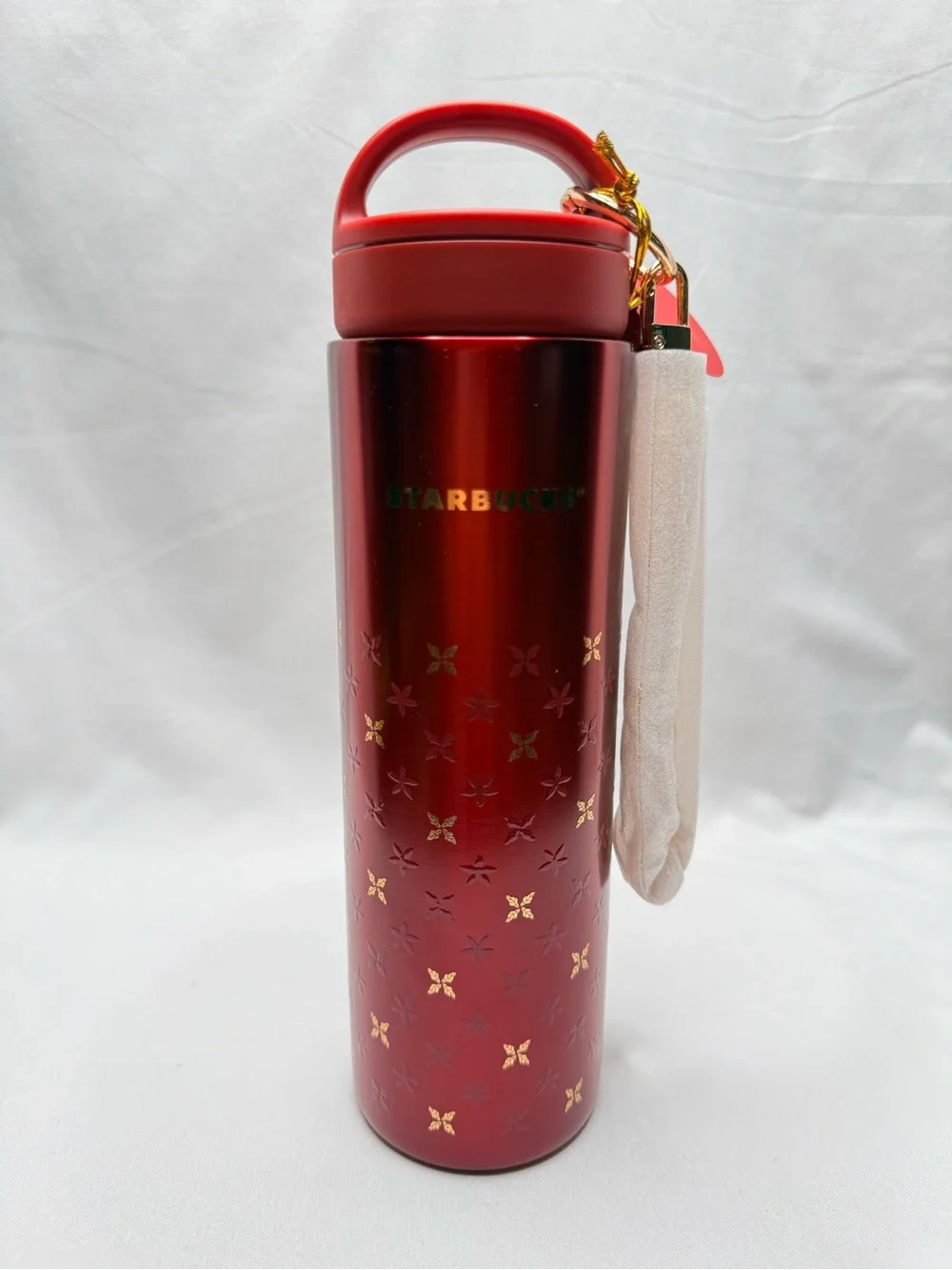 NWT Starbucks Red & Gold Star Stainless Steel Insulated Thermos 700ml